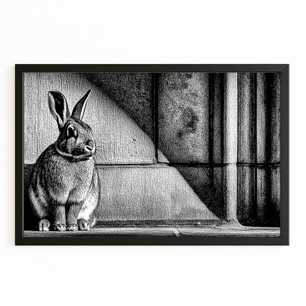 Black Horizontal Bunny Wall Art