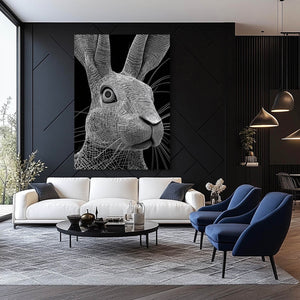 Black Rabbit Canvas Wall Art
