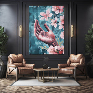 Blossoming Hand Pink Abstract Art | MusaArtGallery™
