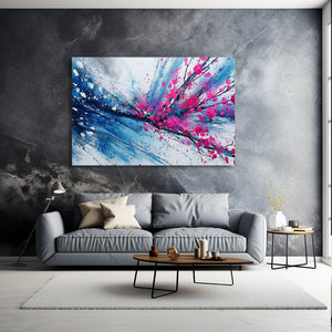 Blue Abstract Cherry Blossom Art