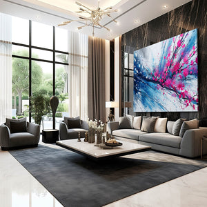 Blue Abstract Cherry Blossom Art