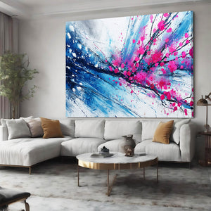Blue Abstract Cherry Blossom Art