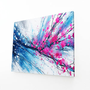 Blue Abstract Cherry Blossom Art