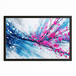 Blue Abstract Cherry Blossom Art