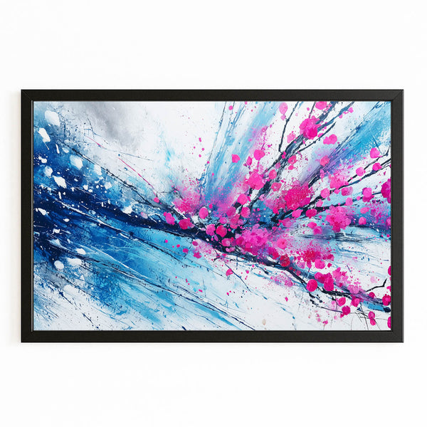 Blue Abstract Cherry Blossom Art