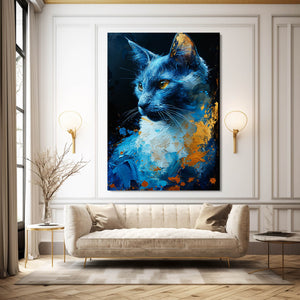 Blue Acrylic Cat Wall Art | MusaArtGallery™