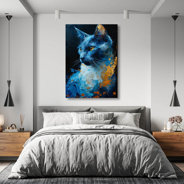 Blue Acrylic Cat Wall Art