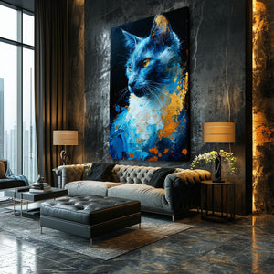 Blue Acrylic Cat Wall Art | MusaArtGallery™