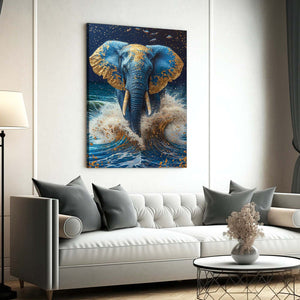 Blue and Gold Art Elephant | MusaArtGallery™