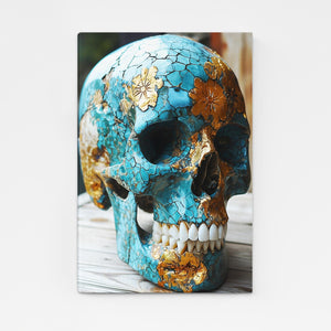 Blue and gold Skull Art | MusaArtGallery™