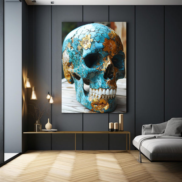 Blue and gold Skull Art | MusaArtGallery™