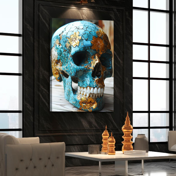 Blue and gold Skull Art | MusaArtGallery™