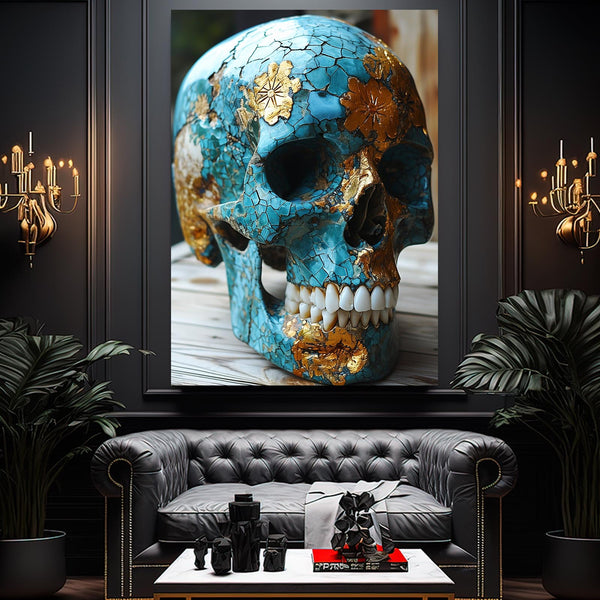 Blue and gold Skull Art | MusaArtGallery™