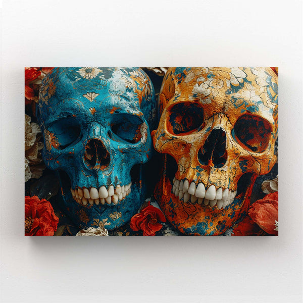 Blue and Orange Skull Art | MusaArtGallery™