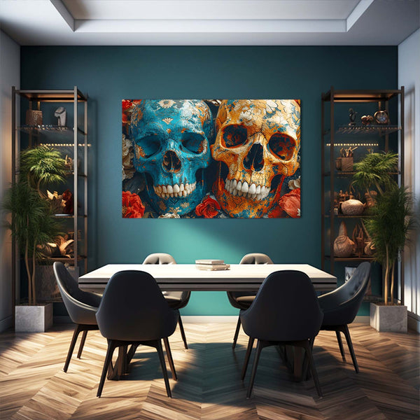 Blue and Orange Skull Art | MusaArtGallery™