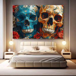Blue and Orange Skull Art | MusaArtGallery™