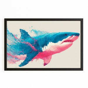 Blue And Pink Shark Art