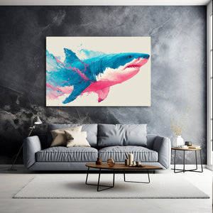 Blue And Pink Shark Art