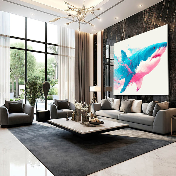 Blue And Pink Shark Art
