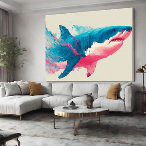 Blue And Pink Shark Art