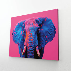 Blue And Pink Wall Art Elephant | MusaArtGallery™