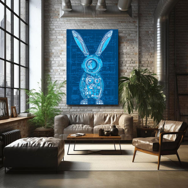 Blue Bunny Rabbit Wall Artwork