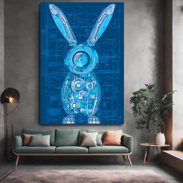 Blue Bunny Rabbit Wall Artwork