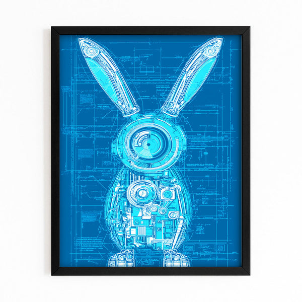 Blue Bunny Rabbit Wall Artwork
