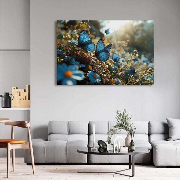 Blue Butterfly Canvas Wall Art | MusaArtGallery™