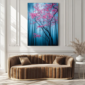 Blue Cherry Blossom Forest Wall Art