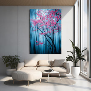 Blue Cherry Blossom Forest Wall Art