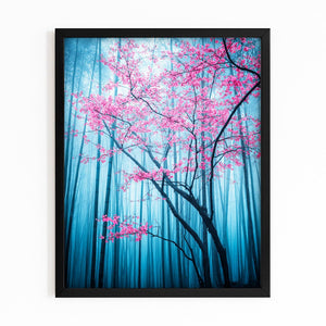 Blue Cherry Blossom Forest Wall Art