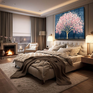 Blue Cherry Blossom Tree Wall Art