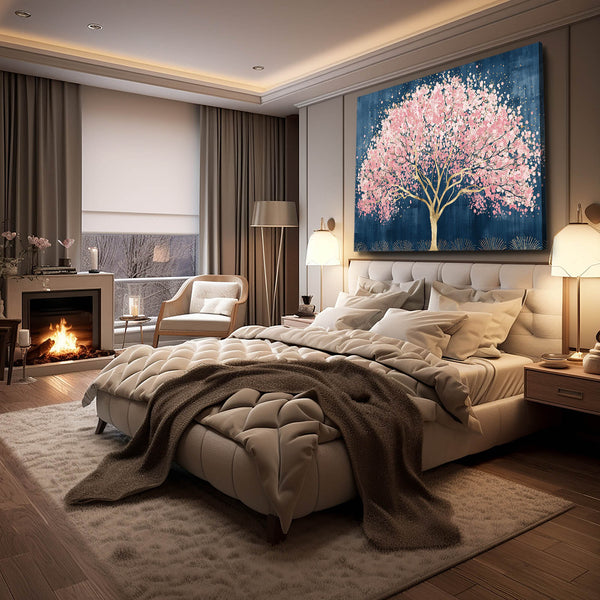 Blue Cherry Blossom Tree Wall Art