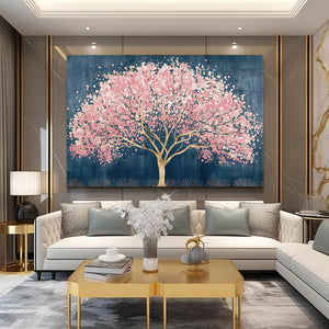 Blue Cherry Blossom Tree Wall Art