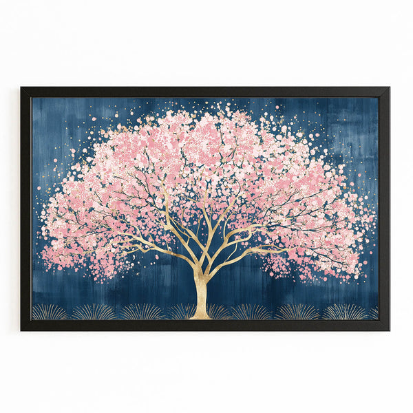 Blue Cherry Blossom Tree Wall Art
