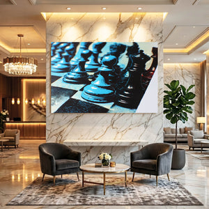 Blue Chess Canvas Wall Art