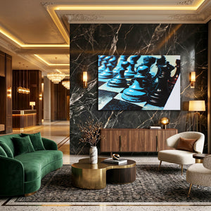 Blue Chess Canvas Wall Art