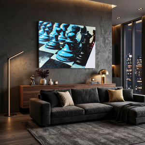 Blue Chess Canvas Wall Art