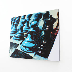 Blue Chess Canvas Wall Art