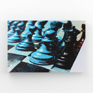 Blue Chess Canvas Wall Art