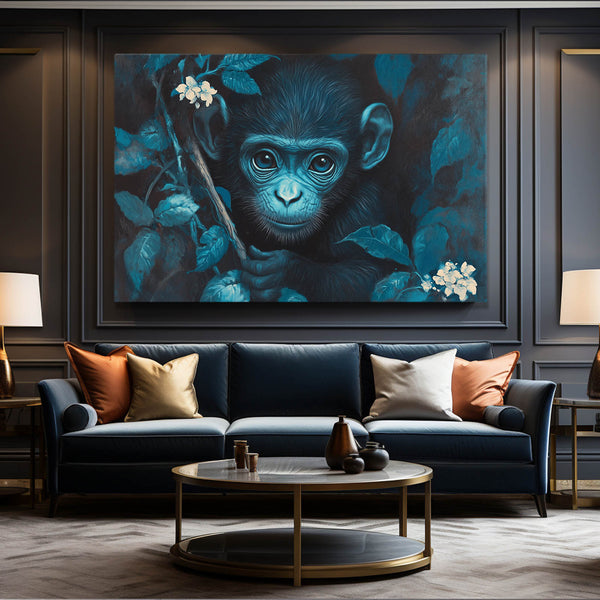 Blue Cute Monkey Art