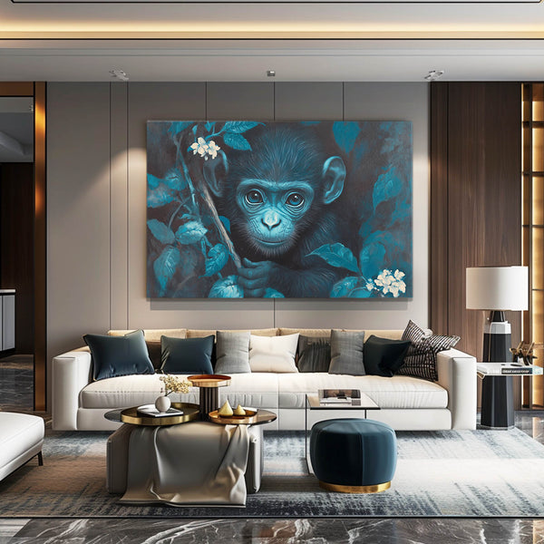 Blue Cute Monkey Art