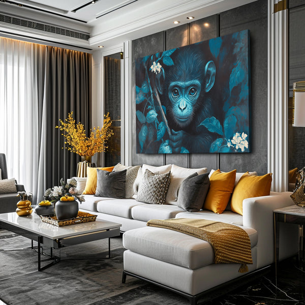 Blue Cute Monkey Art