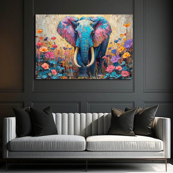Blue Elephant Canvas Wall Art | MusaArtGallery™
