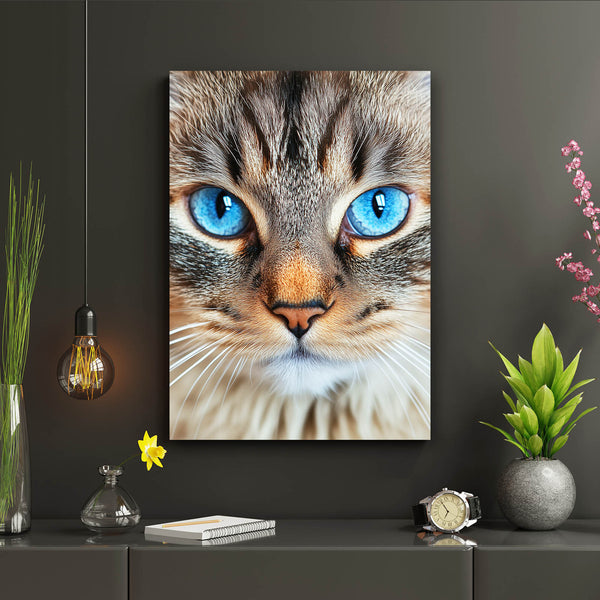 Œuvre d'art de chat aux yeux bleus