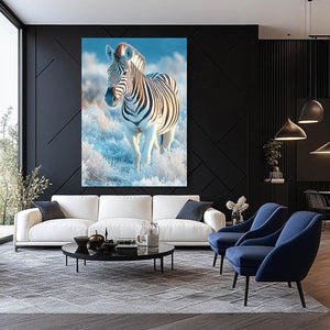 Blue Nature Zebra Wall Art