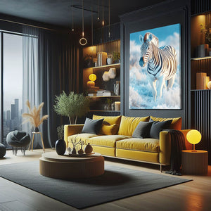 Blue Nature Zebra Wall Art