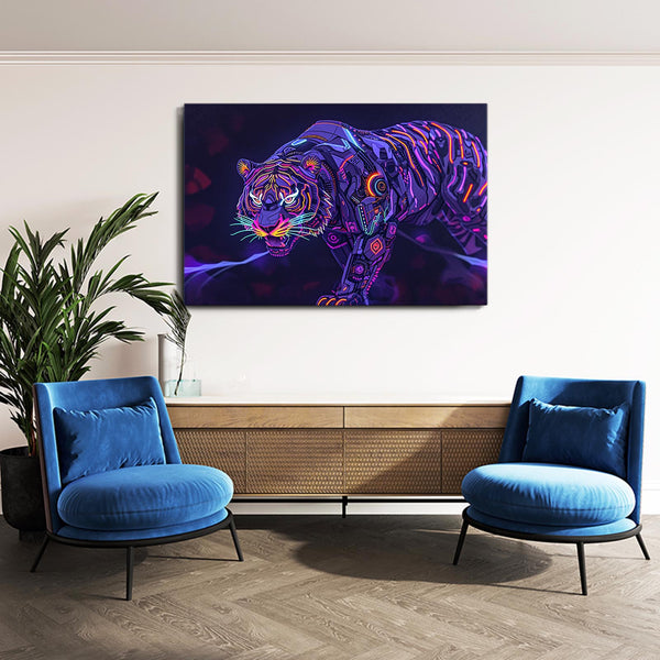 Blue Neon Art Tiger | MusaArtGallery™