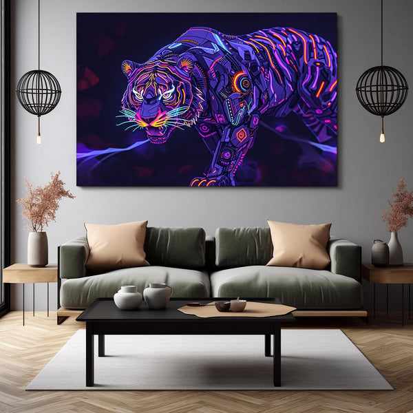 Blue Neon Art Tiger | MusaArtGallery™